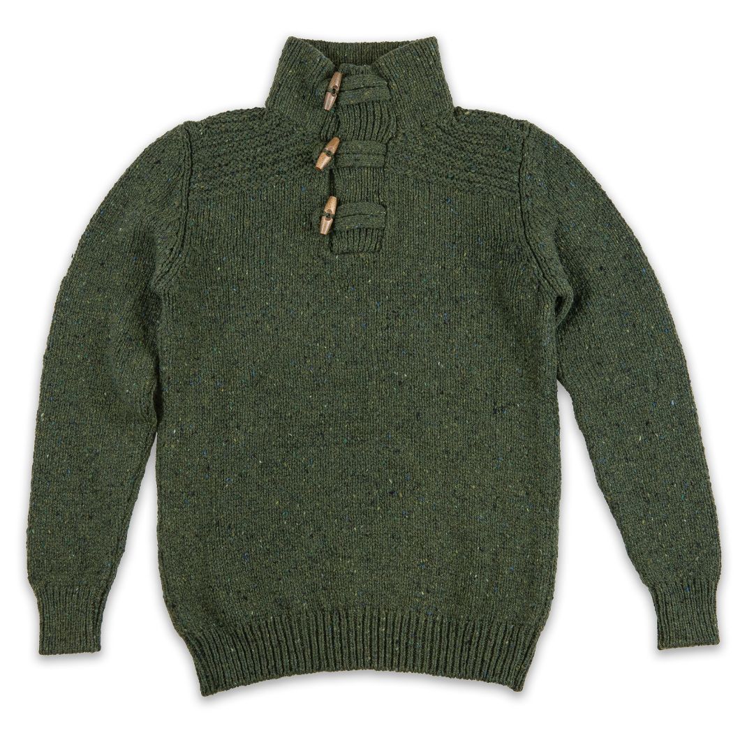 Fisherman Out of Ireland | Merino Toggle Sweater - Seaweed