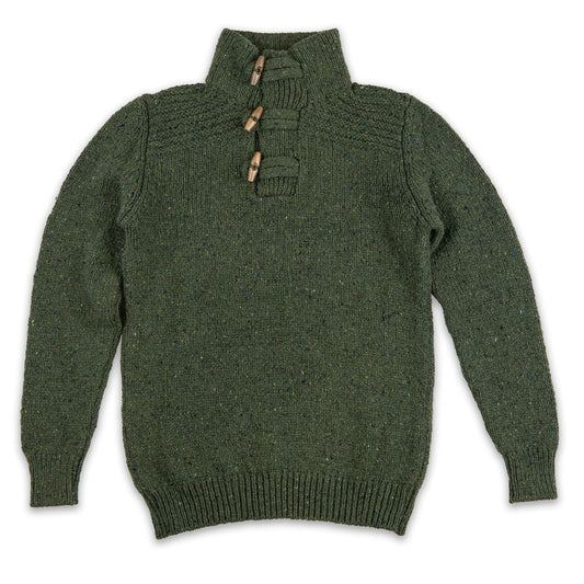 Fisherman Out of Ireland | Merino Toggle Sweater - Seaweed