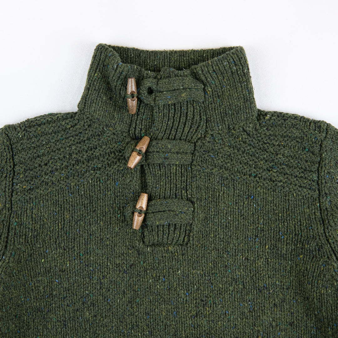 Fisherman Out of Ireland | Merino Toggle Sweater - Seaweed