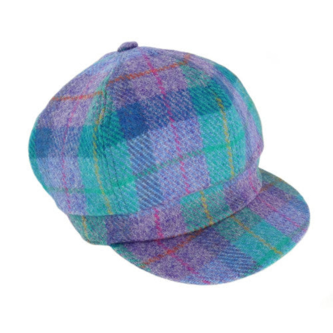 Harris Tweed Cap | Green and Purple Tartan