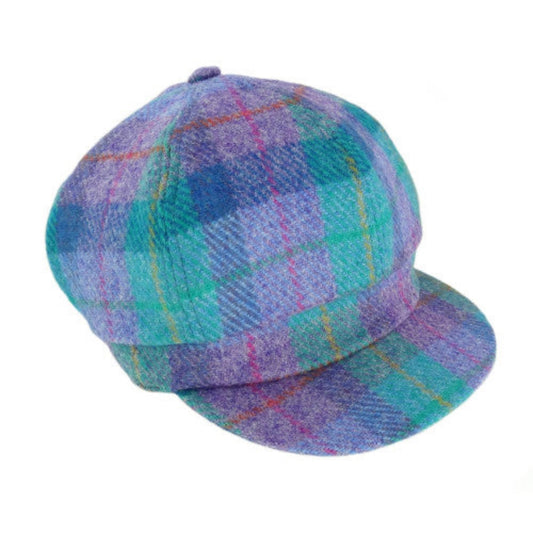 Harris Tweed Cap | Green and Purple Tartan