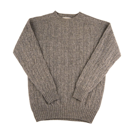 Harley of Scotland | Supersoft Cable Crew Neck Sweater - Fossil