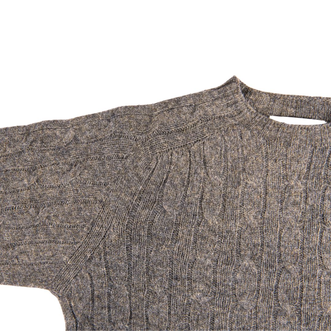 Harley of Scotland | Supersoft Cable Crew Neck Sweater - Fossil