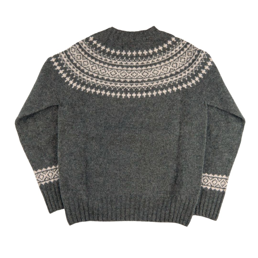 Harley of Scotland | Fairisle Sweater - Spruce & Putty