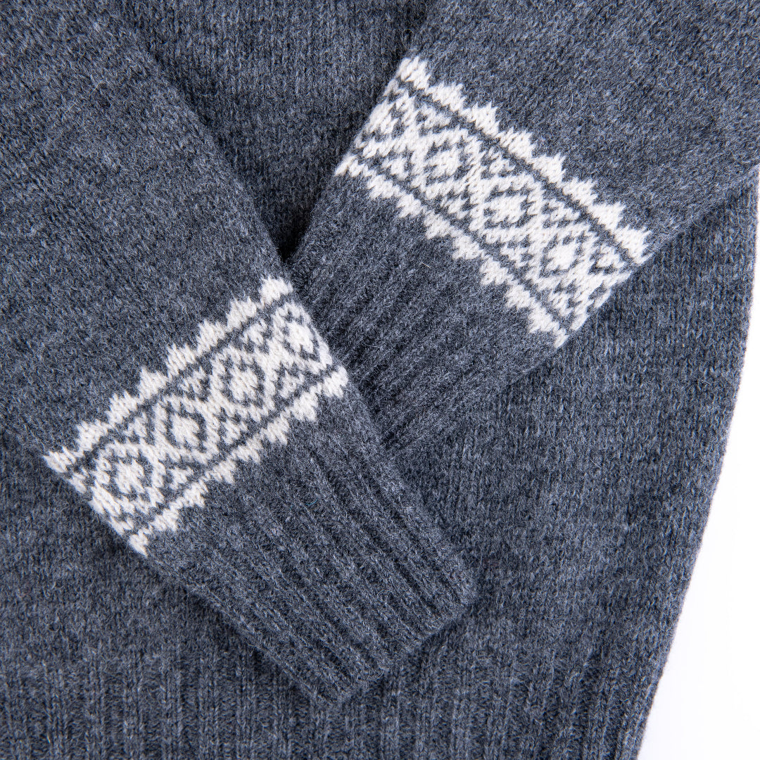 Harley of Scotland | Fairisle Sweater - Basalt/ Vanilla