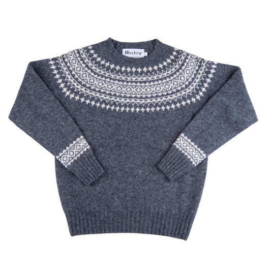 Harley of Scotland | Fairisle Sweater - Basalt/ Vanilla