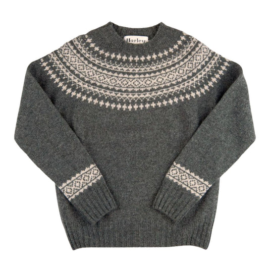 Harley of Scotland | Fairisle Sweater - Spruce & Putty