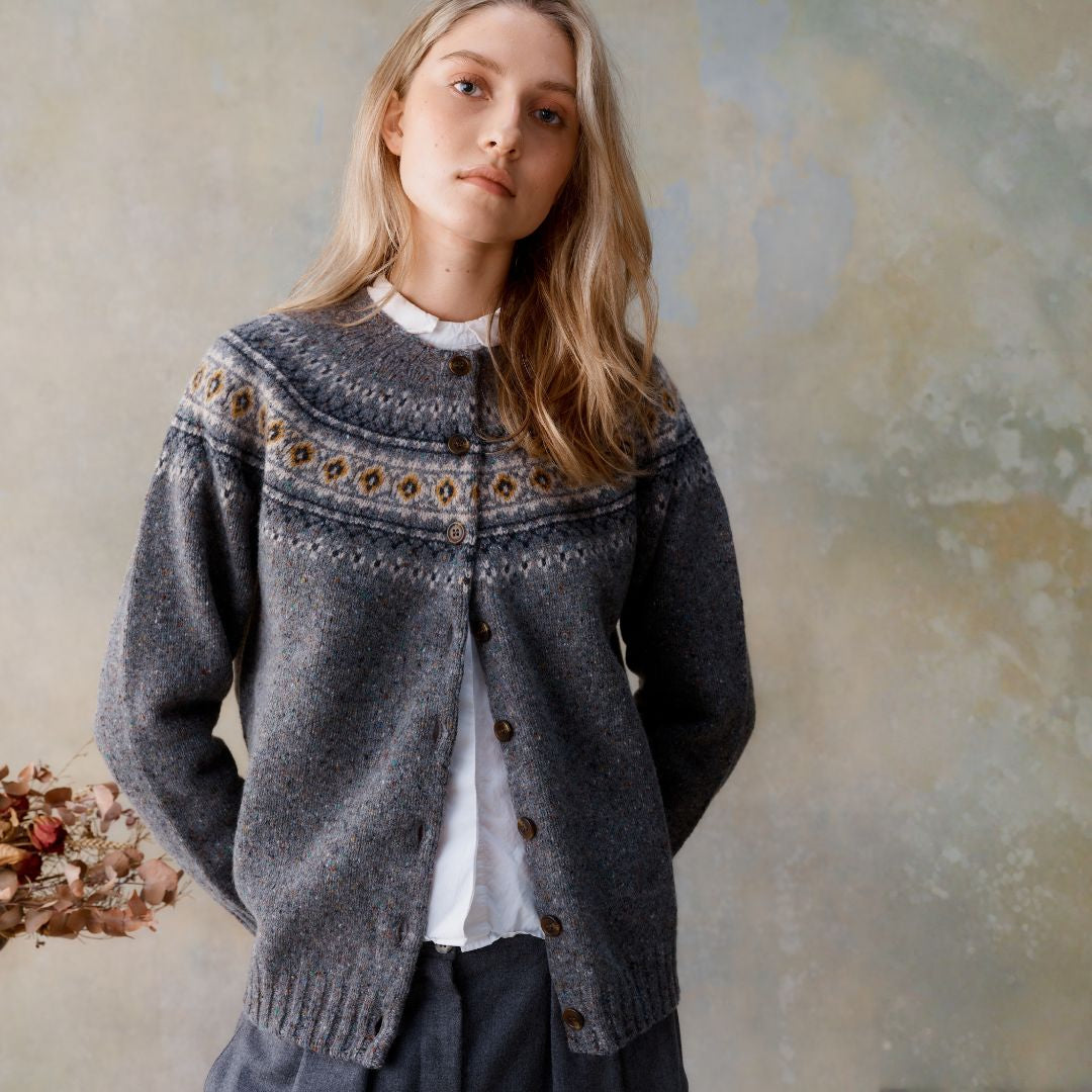 Harley of Scotland | Glenugie High Button Cardigan - St Kilda
