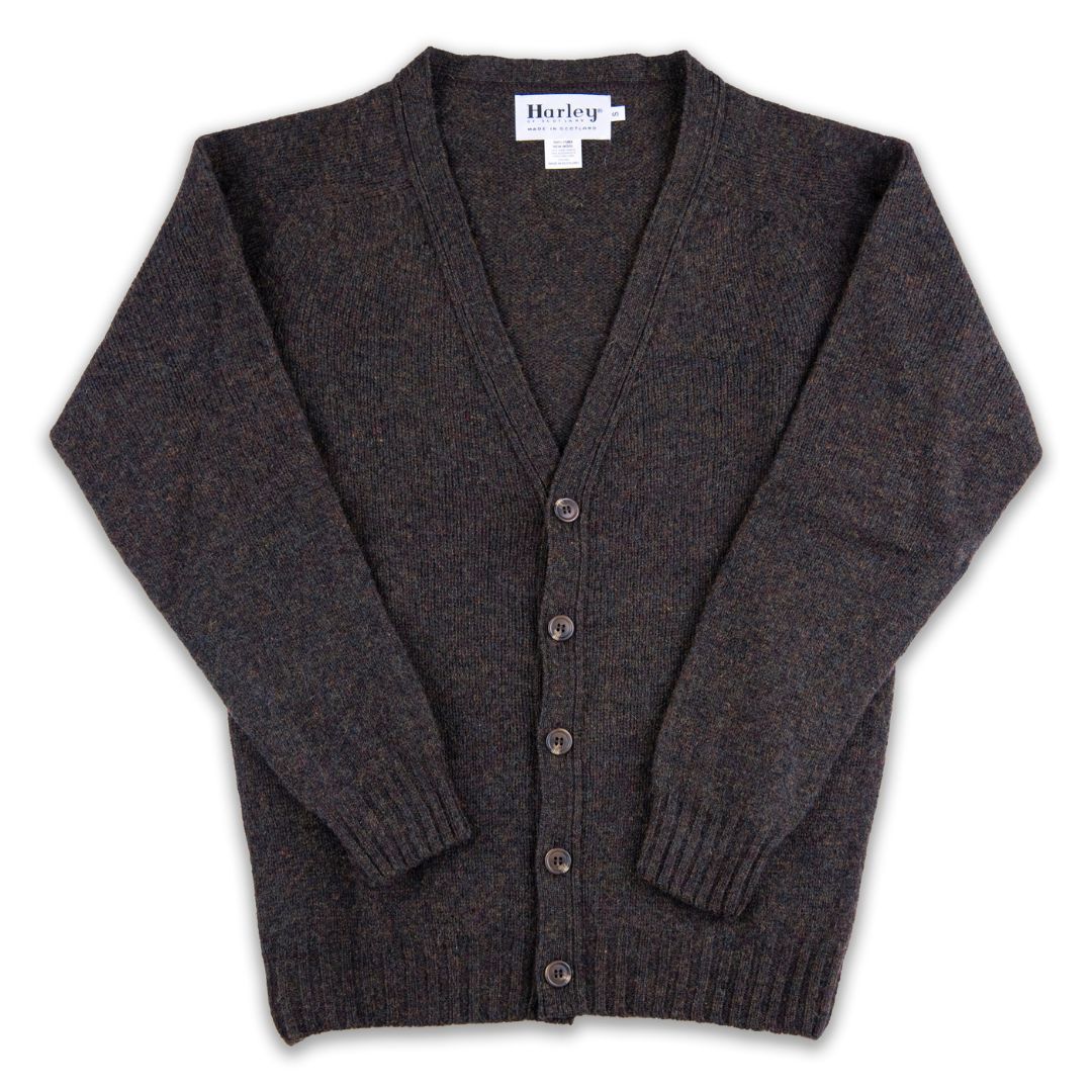 Harley of Scotland | Supersoft V-Neck Cardigan -  Carob