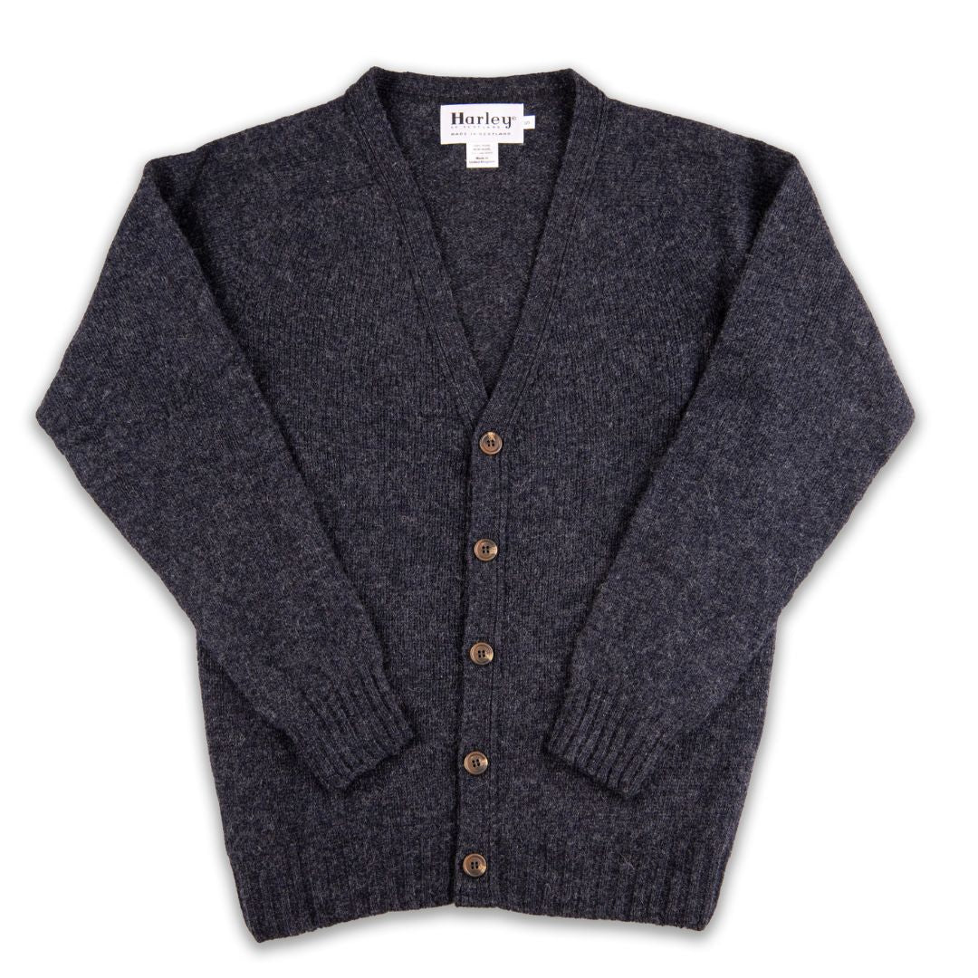 Harley of Scotland | Supersoft V-Neck Cardigan - Charcoal