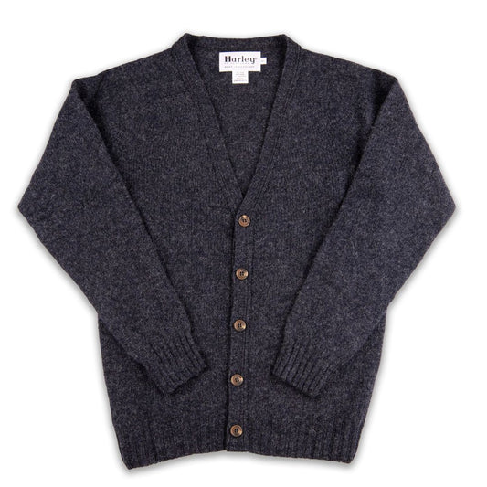 Harley of Scotland | Supersoft V-Neck Cardigan - Charcoal
