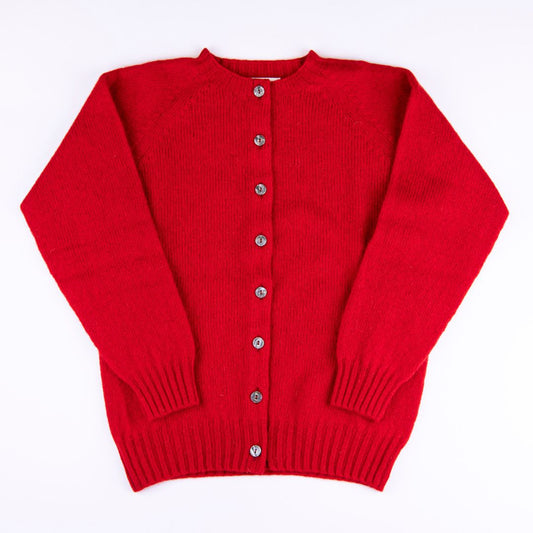 Harley of Scotland | Supersoft High Button Cardigan - Cardinal