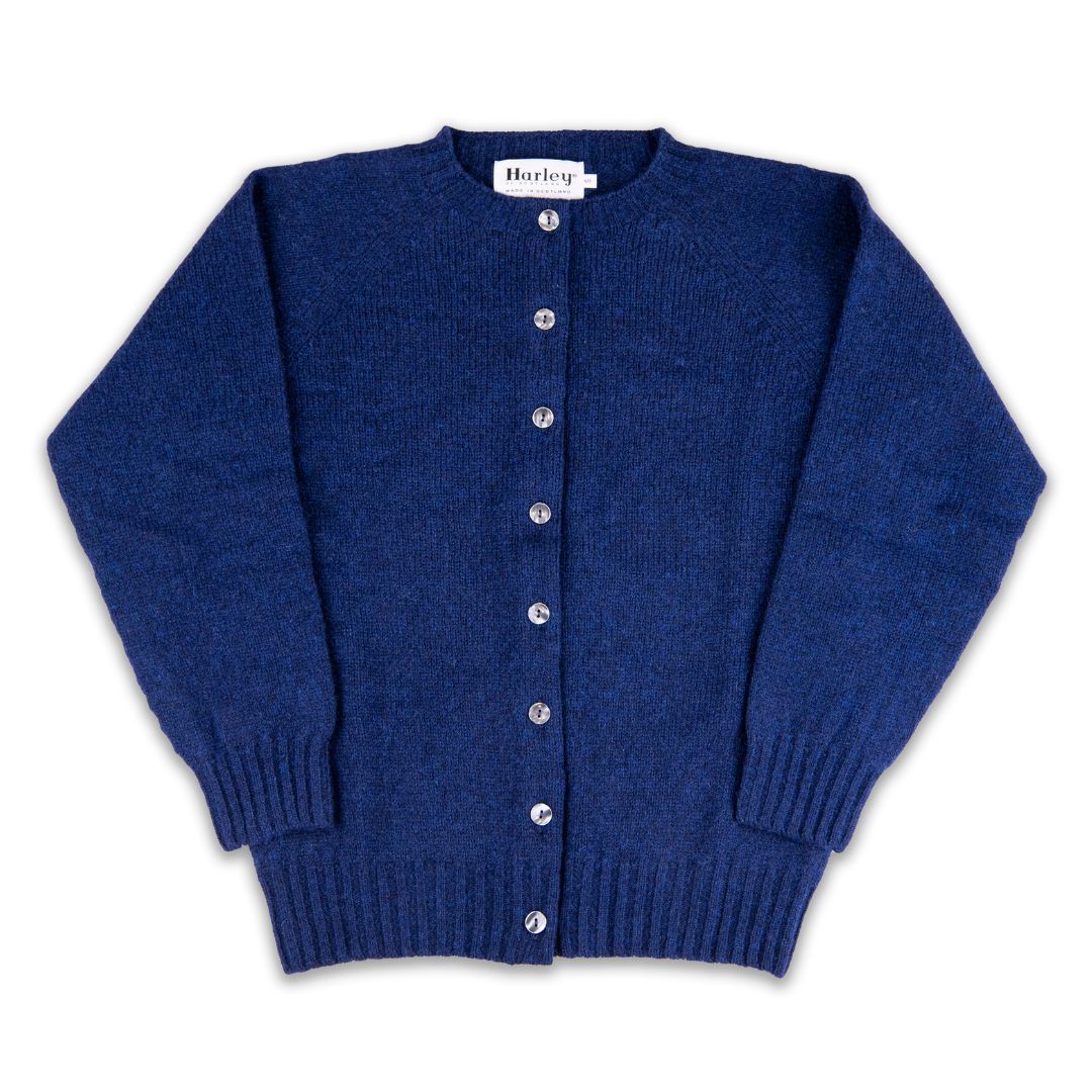 Harley of Scotland | Supersoft High Button Cardigan | Nightsky