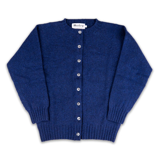 Harley of Scotland | Supersoft High Button Cardigan | Nightsky
