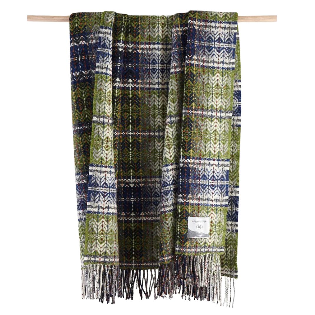 Molloy & Sons | Wool Diamond Weave Throw - Green