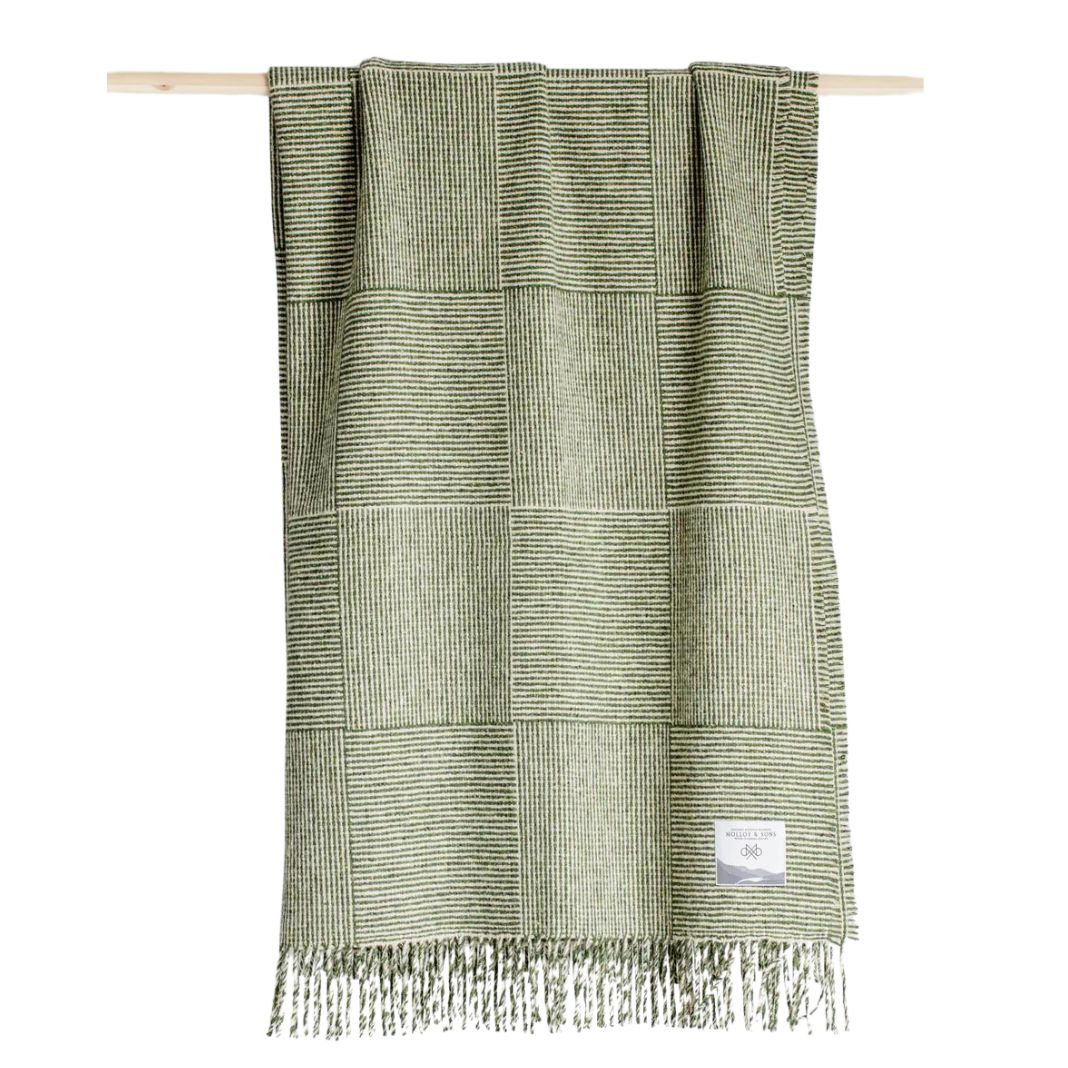 Molloy & Sons |  Wool Basket Weave Throw - Green