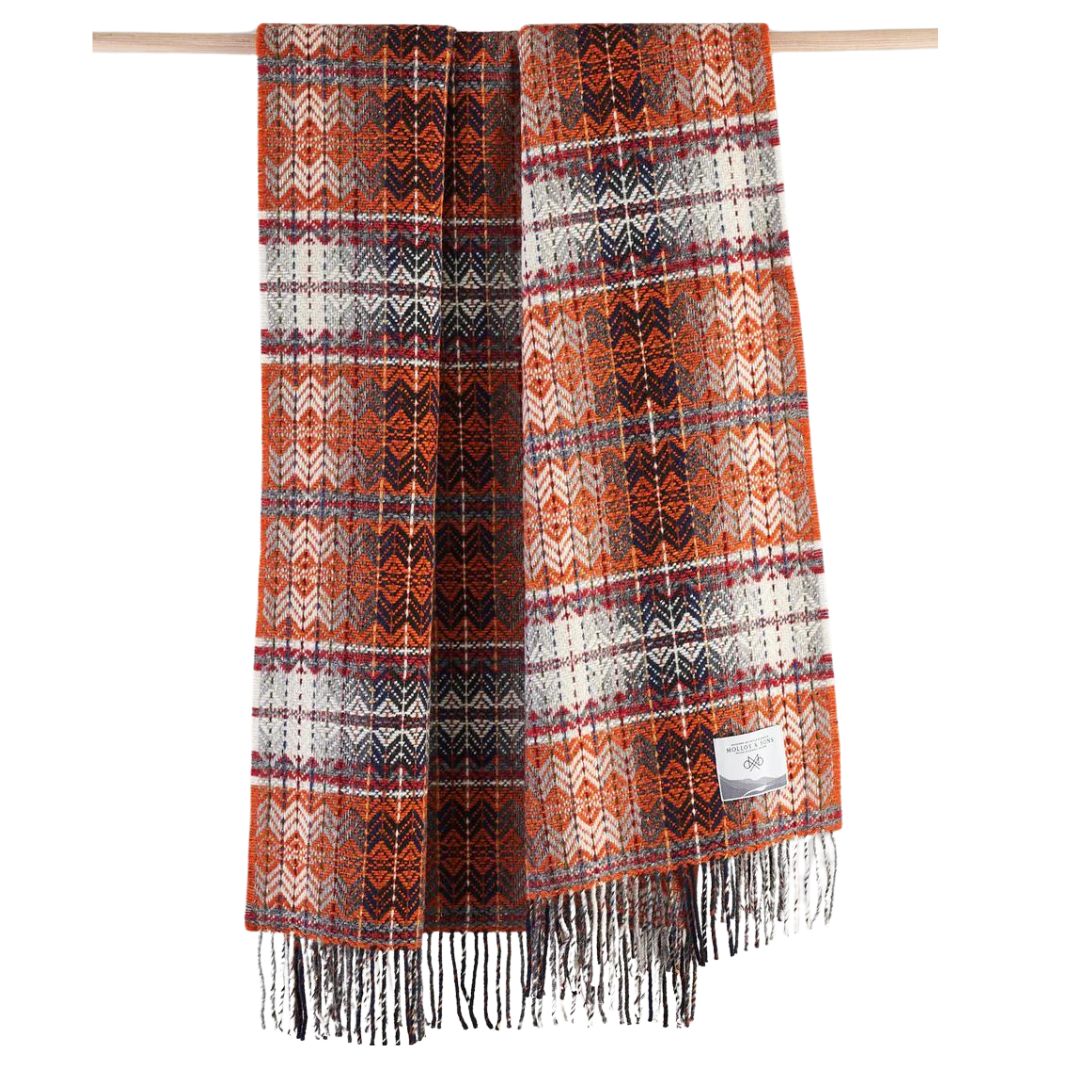 Molloy & Sons | Wool Diamond Weave Throw - Orange