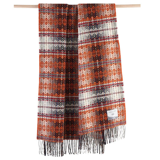 Molloy & Sons | Wool Diamond Weave Throw - Orange