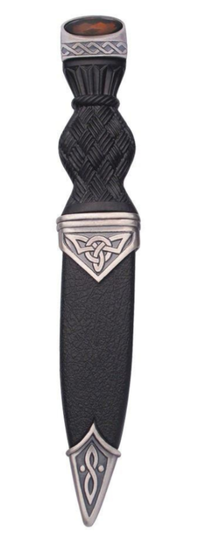 Sgian Dubh | Celtic Design in Matte Pewter with Stone Top