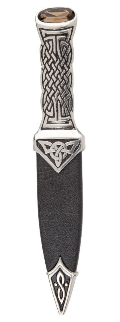 Sgian Dubh | Celtic Design in Polished Pewter with Stone Top