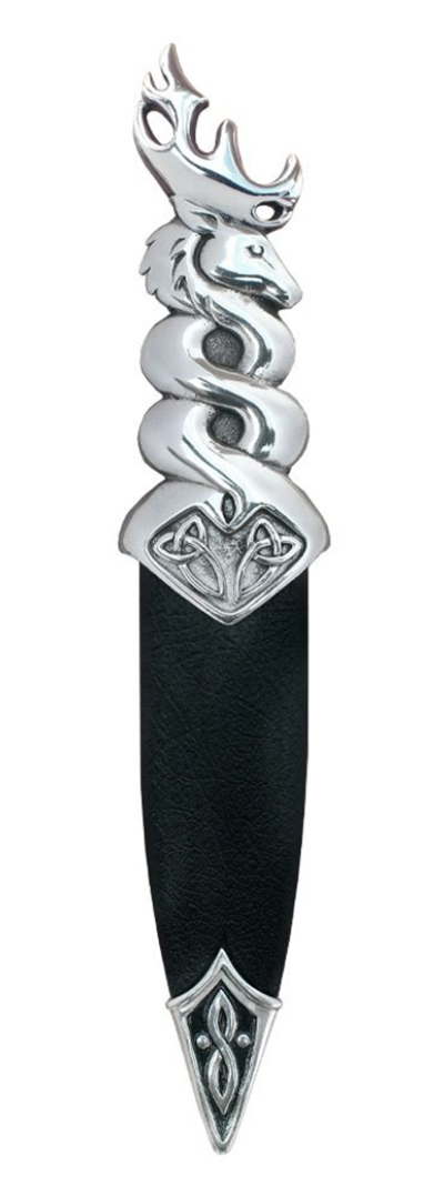 Sgian Dubh | Glenfinnan Stag Polished Pewter with Celtic Scrolls