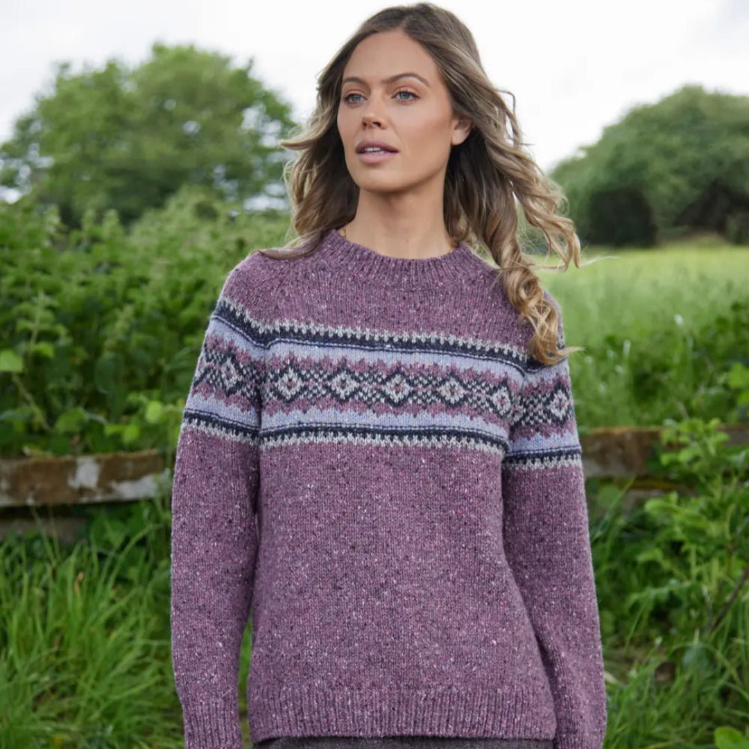 Fisherman Out of Ireland | Fairisle Sweater - Dark Mauve