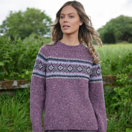 Fisherman Out of Ireland | Fairisle Sweater - Dark Mauve