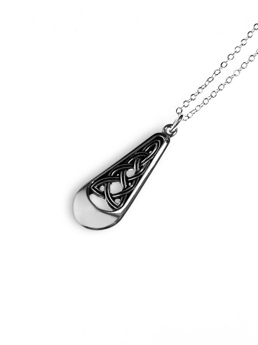 Celtic Art | Pewter Celtic Weave Teardrop Pendant and Chain