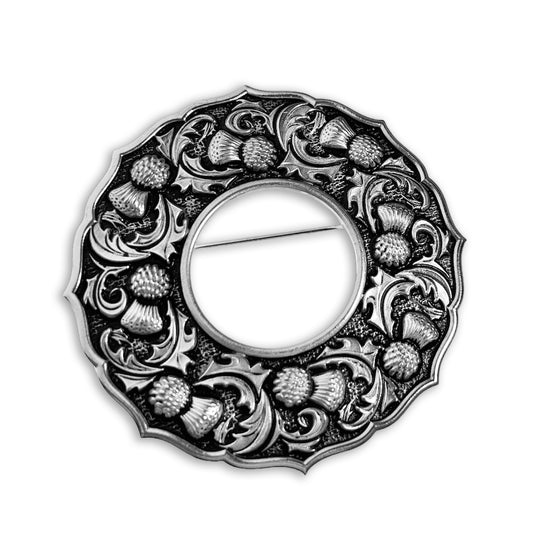 Celtic Art | Pewter Thistle Plaid Brooch