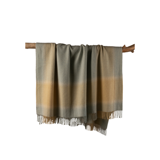 Eriu | Irish Wool Blanket - Aqua Blue & Honey