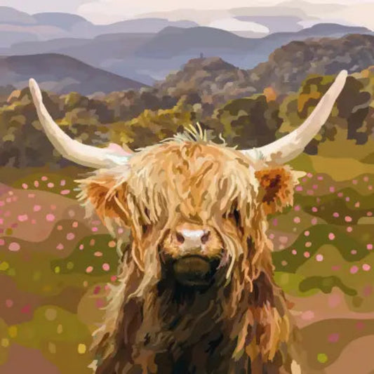 Periodic Society | Highland Cow & Heather | Greeting Card