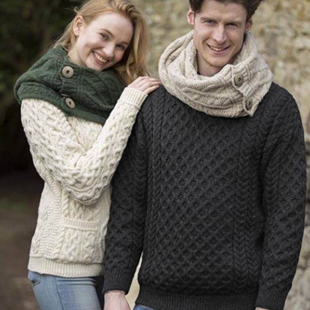 Aran Crafts | Aran Knit Crew Neck Sweater- Charcoal