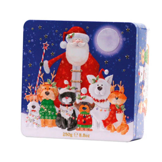 Farmhouse | Santa, Cat & Dog Tin - Oat, Cranberry & White Chocolate Cookies 250g