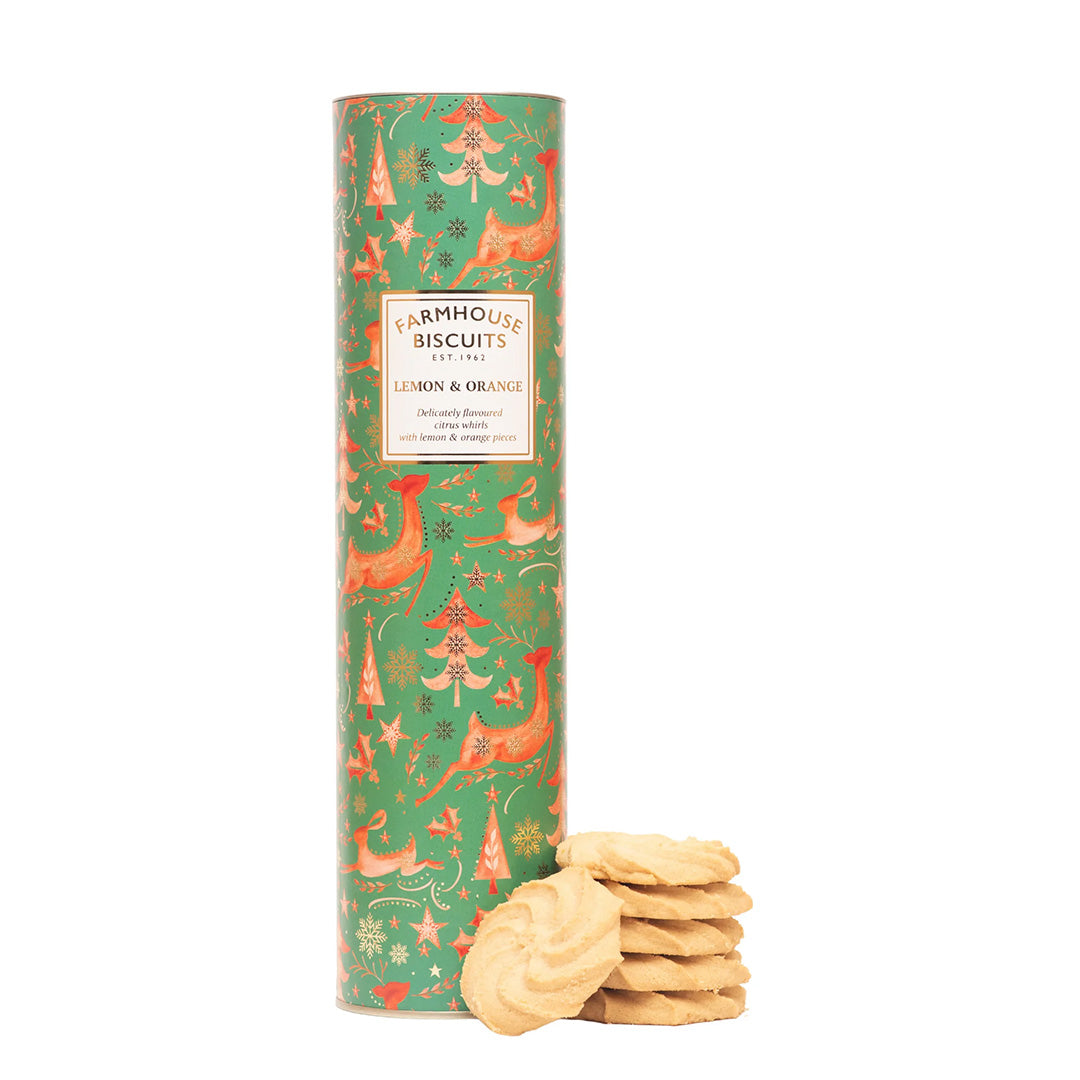 Farmhouse | Winter Animals Giant Tube - Lemon & Orange Biscuits 300g