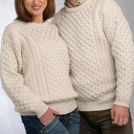 Aran Crafts | Aran Knit Crew Neck Sweater - Natural