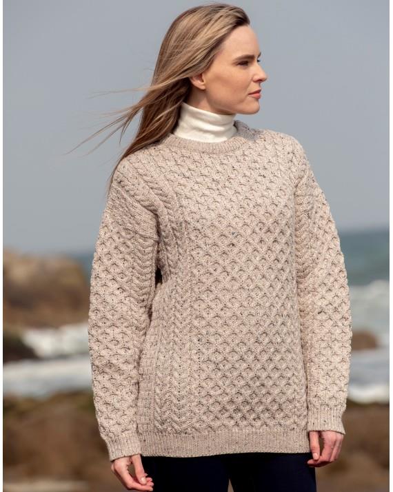 Aran Crafts | Aran Knit Crew Neck Sweater - Oatmeal