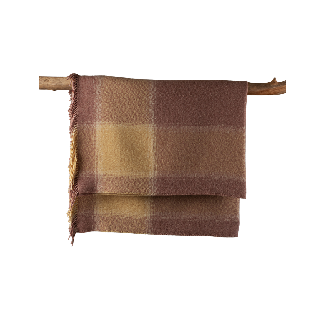 Eriu Woven Blanket | Mainly Pink with Honey Accents