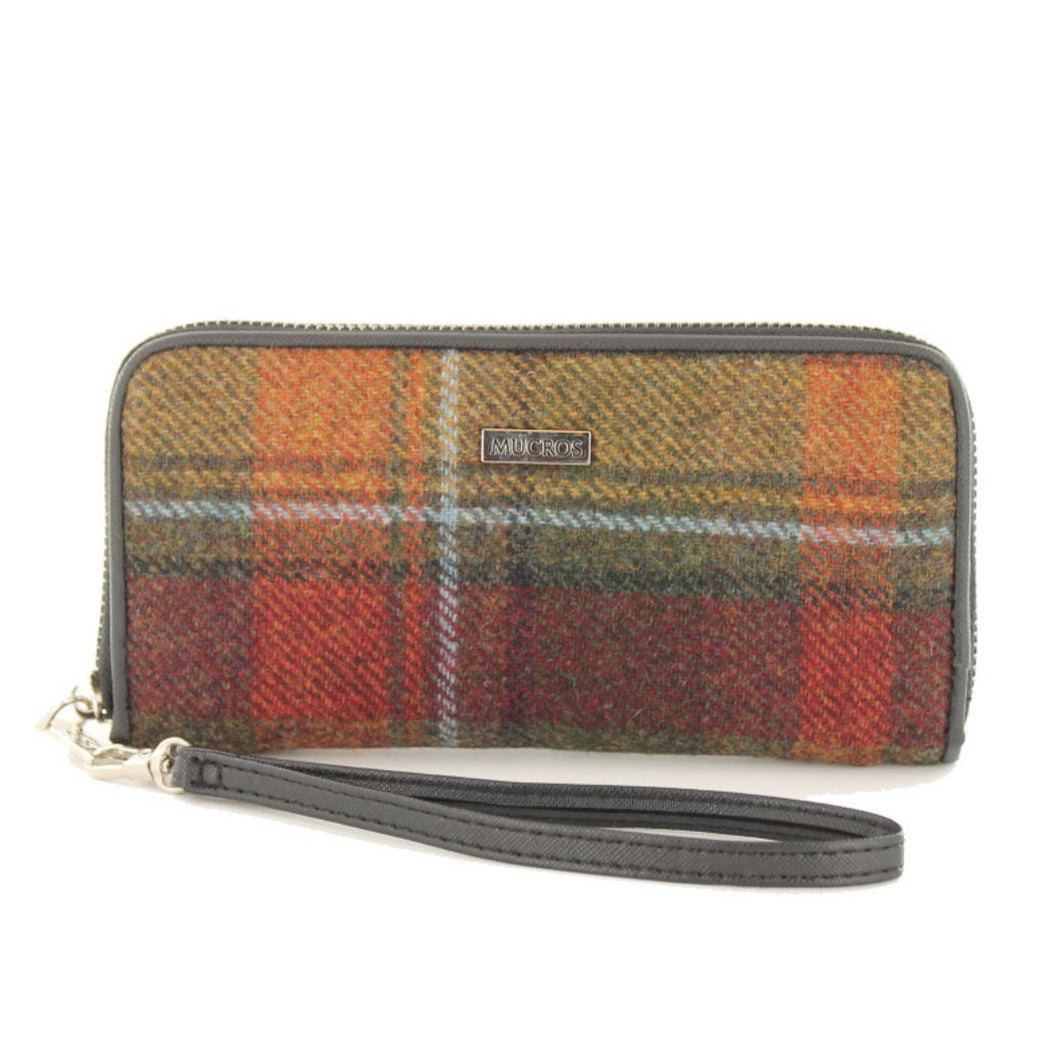 Mucros Weavers | Tweed Wallet Olive & Red