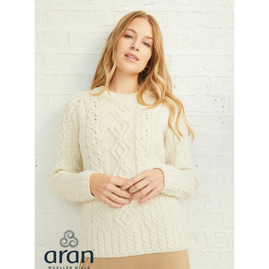 Aran Woollen Mills | Crewneck Sweater with Raglan Sleeve Classic Aran