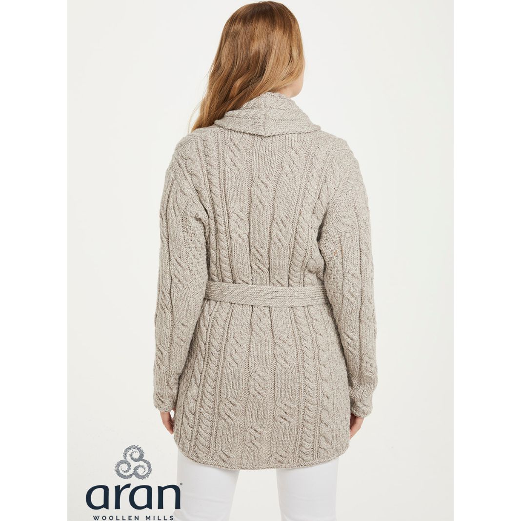 Aran Woollen Mills | Supersoft Shawl Collar Cardigan - Toast Oat