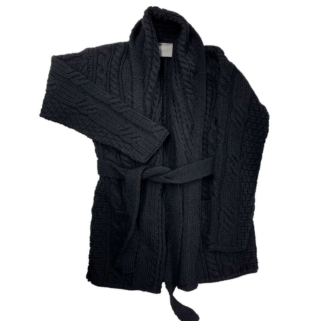 Aran Woollen Mills | Supersoft Shawl Collar Cardigan - Ebony Black