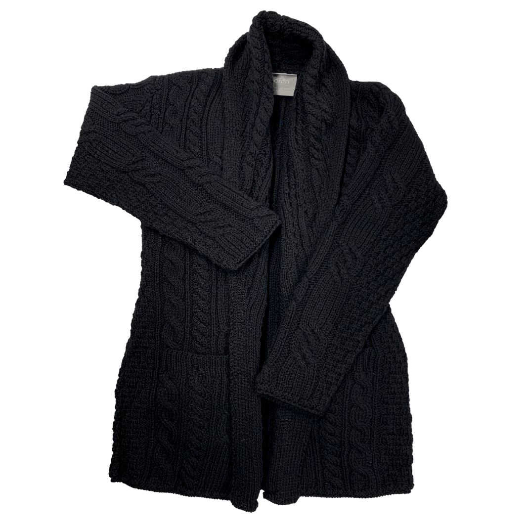 Aran Woollen Mills | Supersoft Shawl Collar Cardigan - Ebony Black