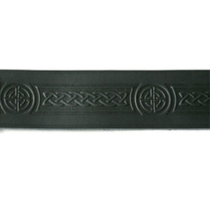 Kilt Belt | Black Leather Embossed with Celtic Knot