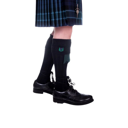 Kilt Hose | Embroidered Thistle Black