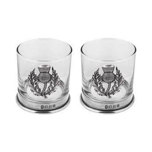 Pewter Thistle Tumbler Set of 2