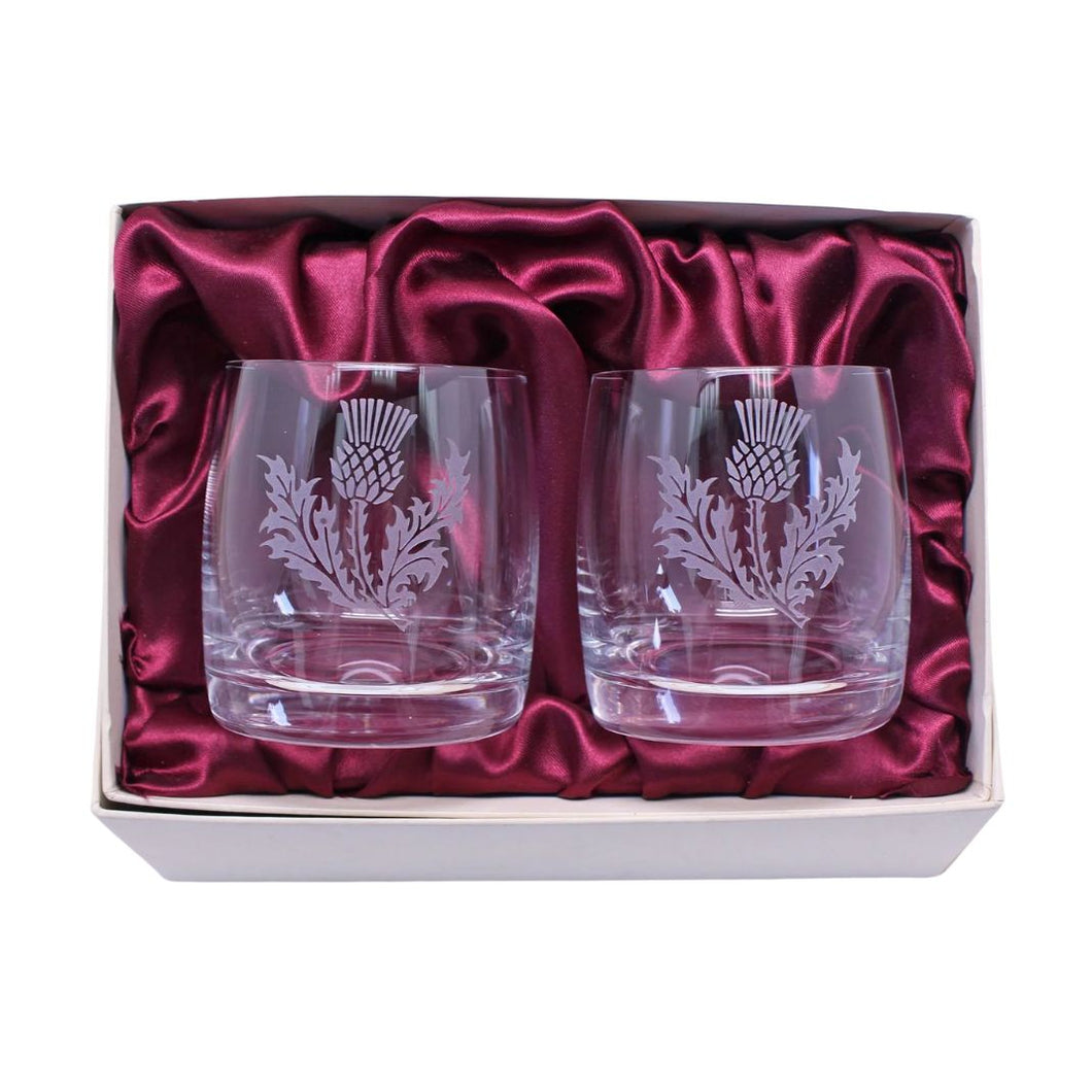 Burns Crystal | Thistle Round Whisky Glasses Set of Two