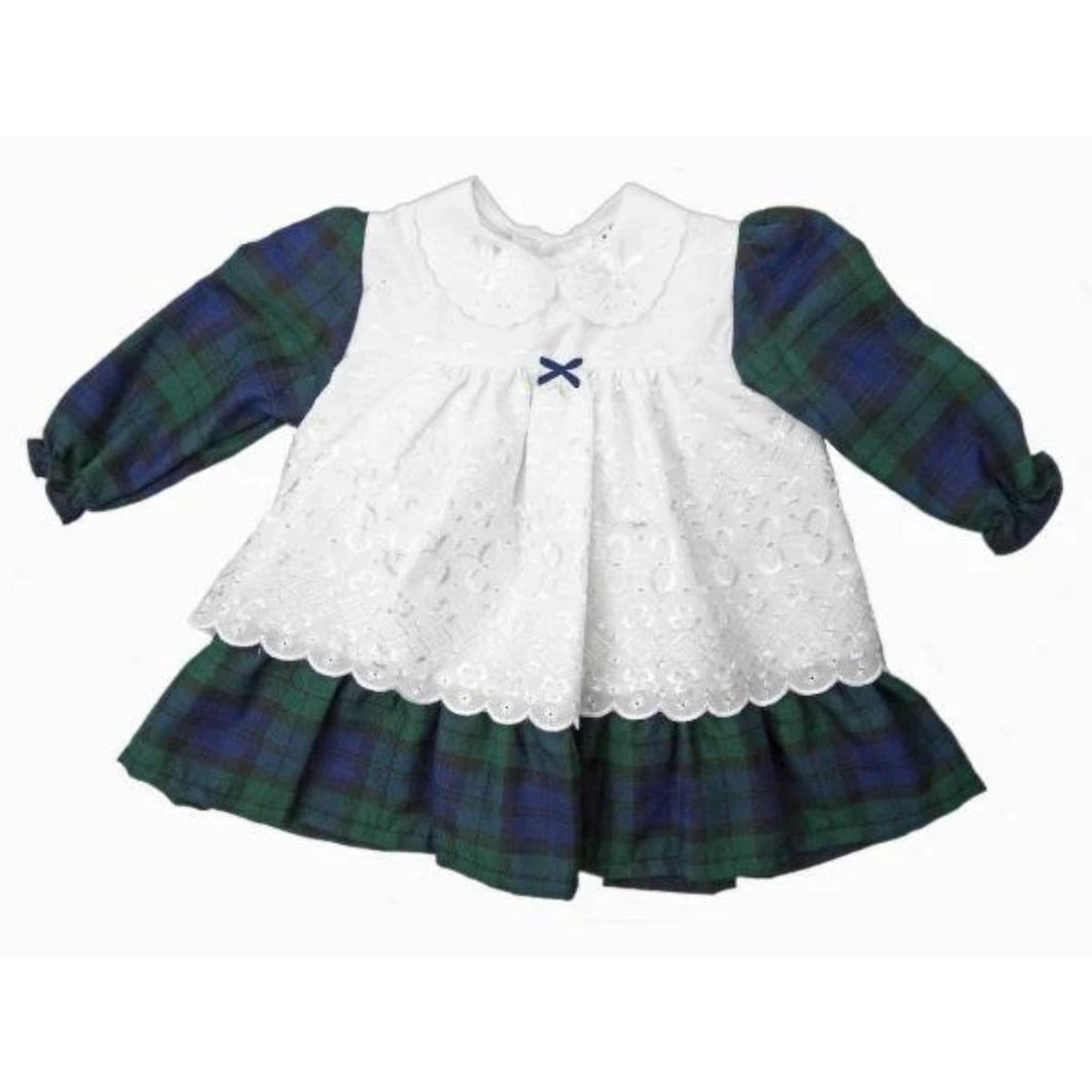 Tartan Dress with Broderie Anglaise Smock