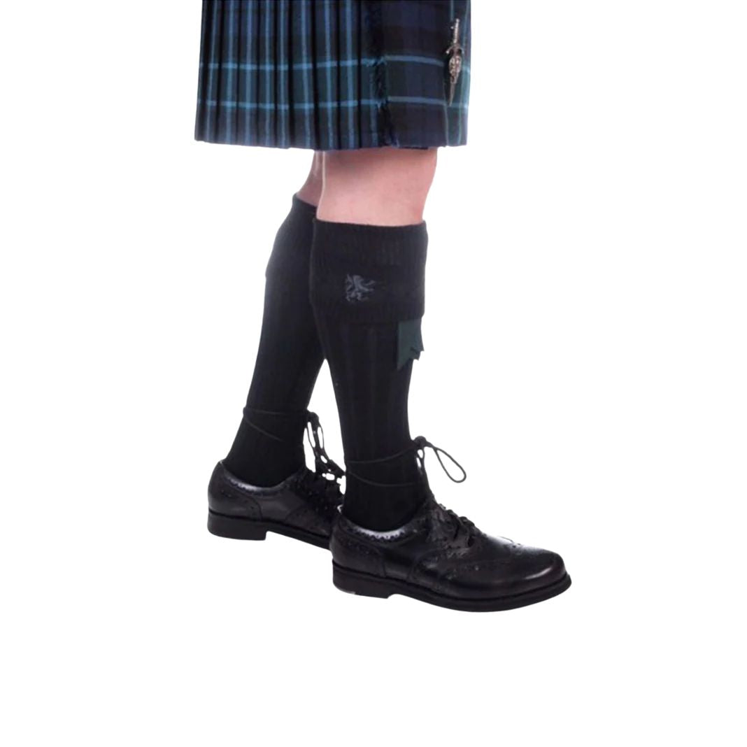 Kilt Hose | Rampant Lion Embroidered in Black