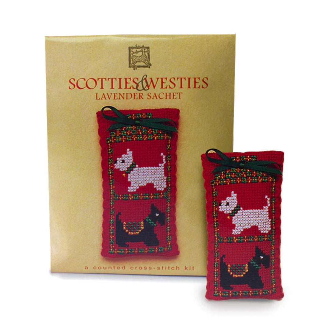 Cross Stitch Lavender Sachet Kit  - Scotties & Westies