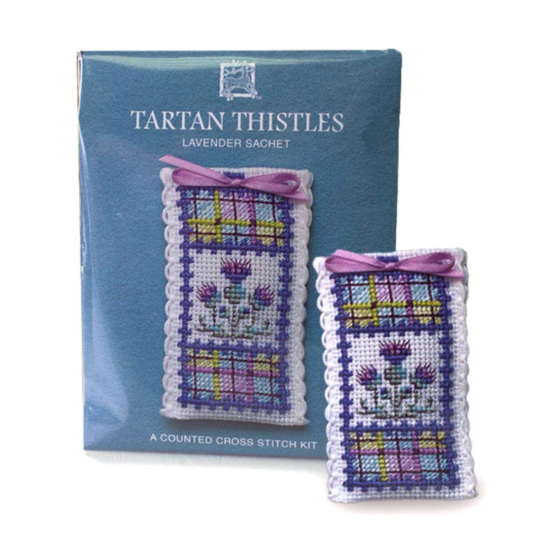 Cross Stitch Lavender Sachet Kit  - Tartan Thistles